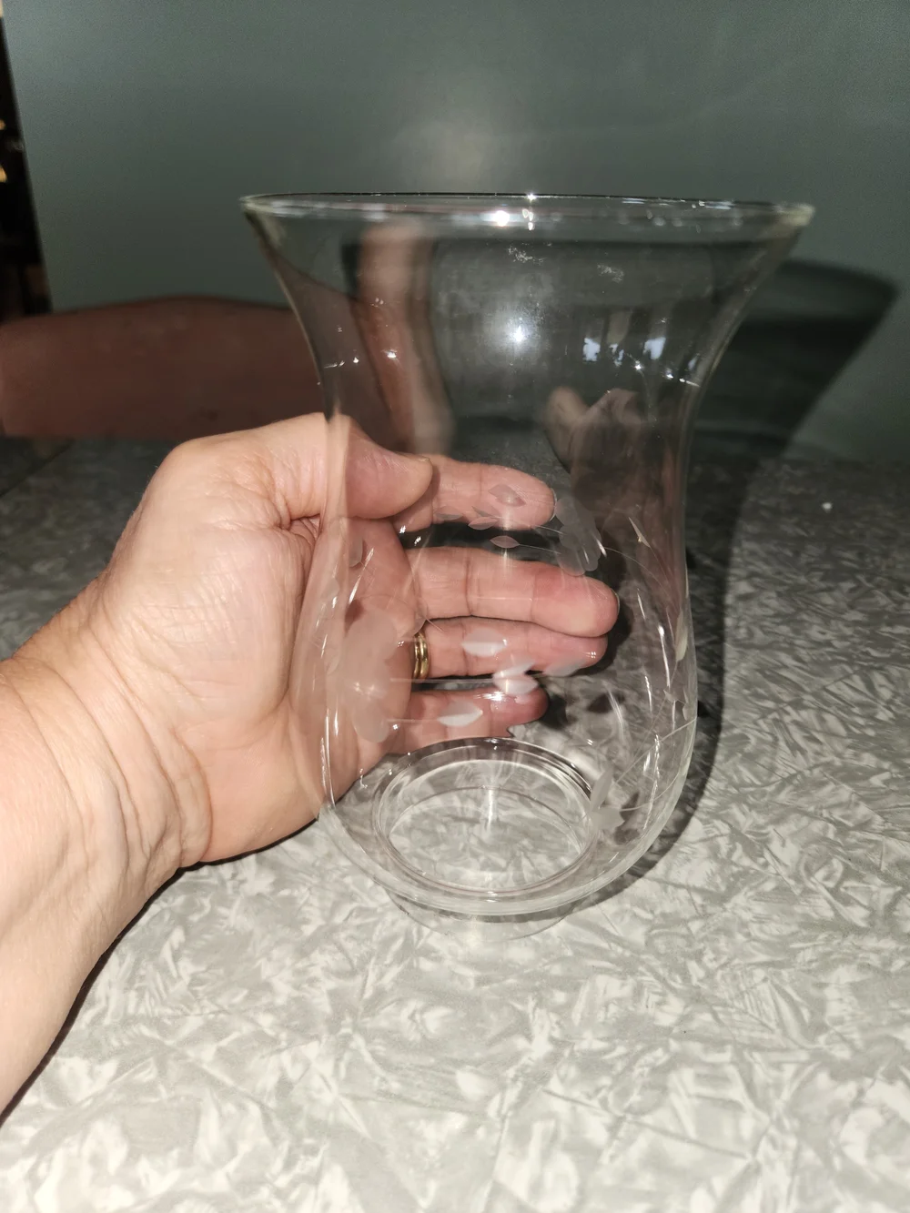 Princess House Heritage Etched Glass Hurricane Lamp Shade